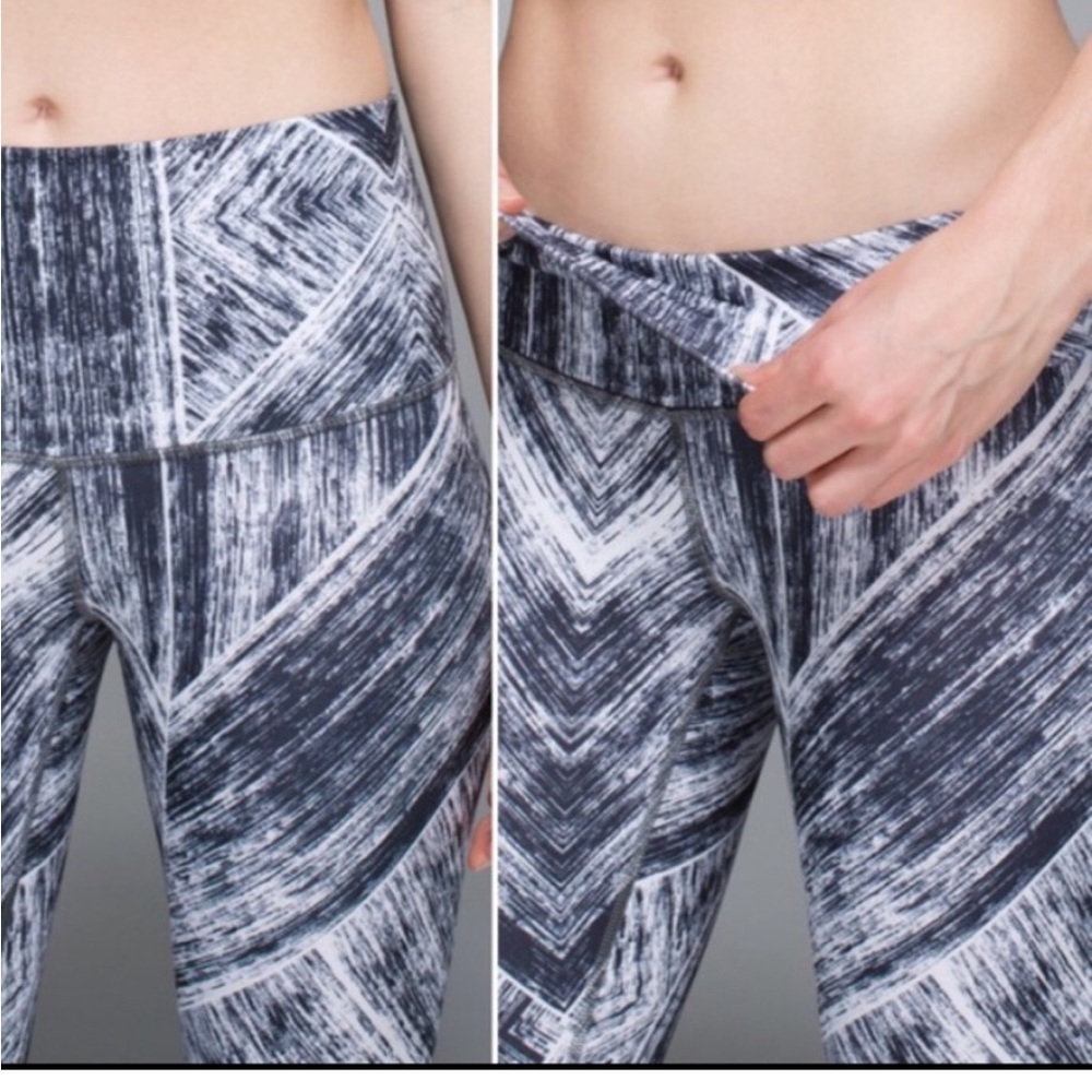 Lululemon Wunder Under Roll Down Leggings Womens Heat Wave White Black. Size 4 - Picture 5 of 12